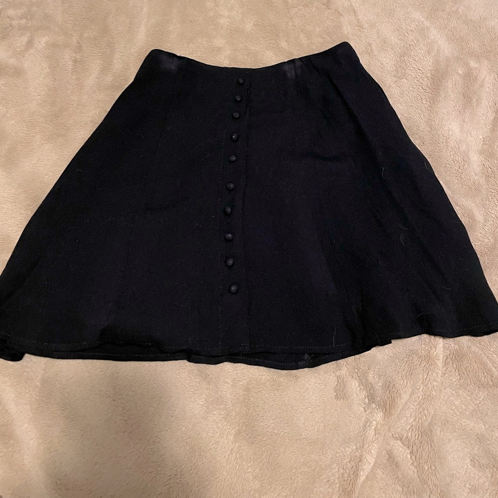 Forever 21 XS Black High Waisted Skirt with Button Front